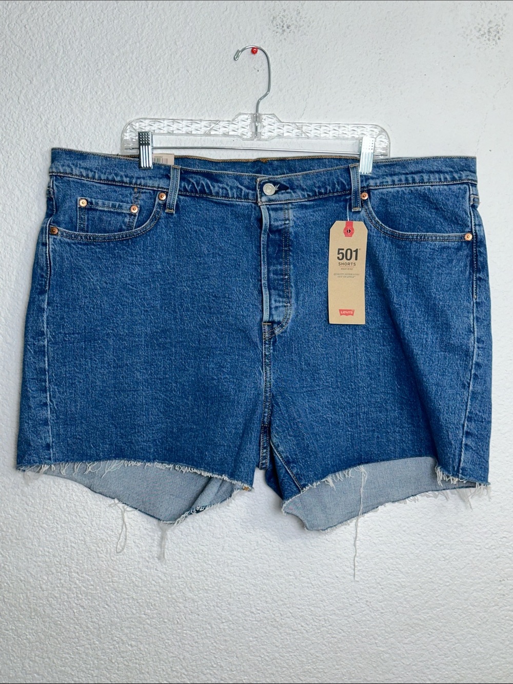 NEW Levi's 501 High Rise Denim Shorts Medium Wash Button Fly Jean Plus Size 22W